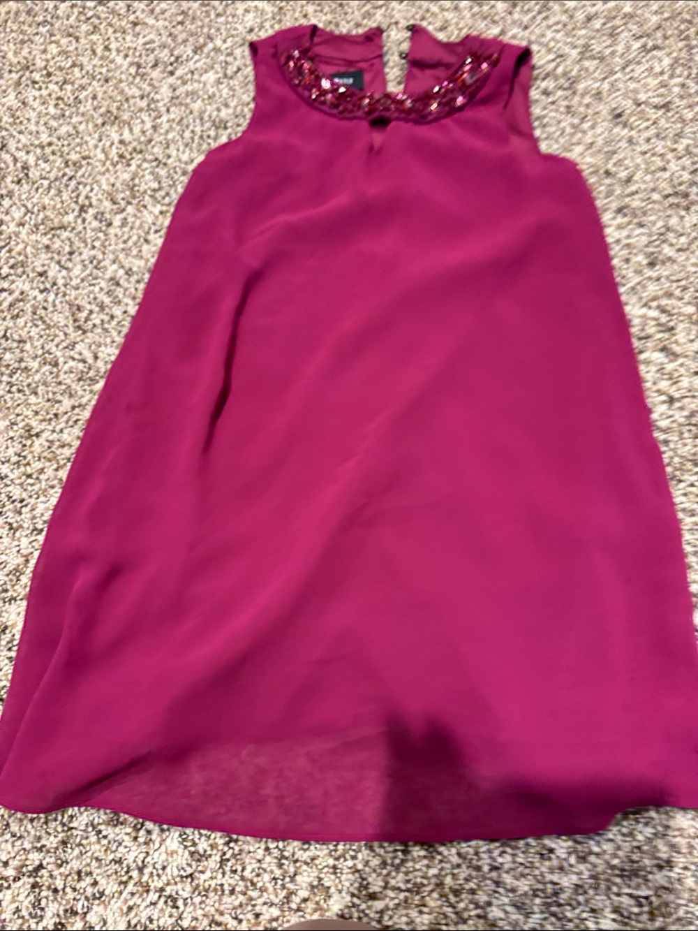 Amy Byer Deep Pink Sleeveless A-Line Dress with Beaded Neckline
